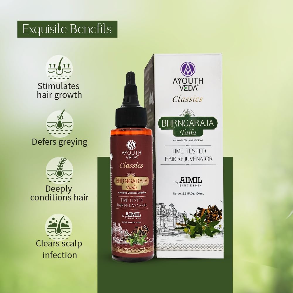 Ayouthveda Bhringraj Hair Oil for Hair Fall Control & Hair Rejuvenation | Helps Strengthen Roots & Promote Healthy Hair Growth | Enriched with Bhringraj & Manjistha | 100ml