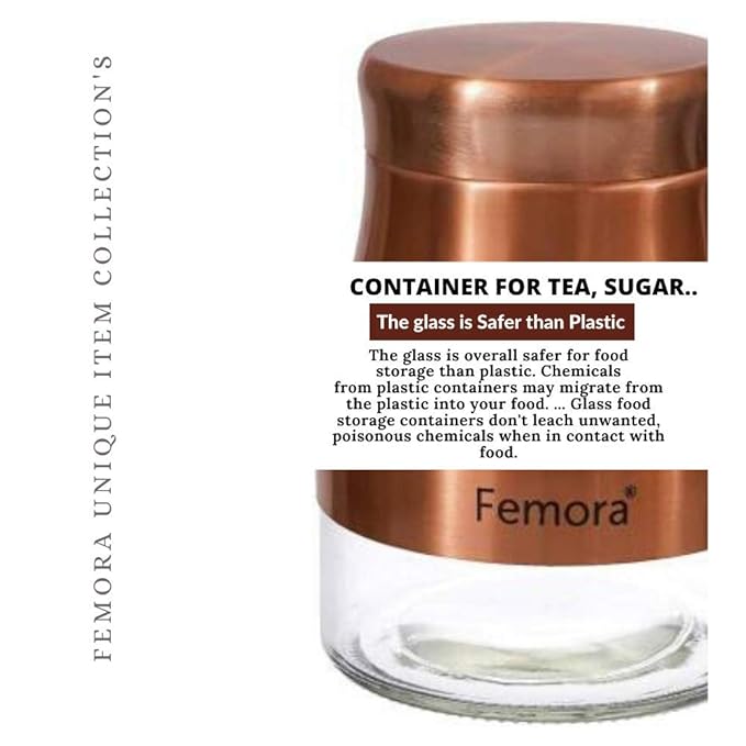 Femora Kitchen Storage Jars Copper Finish With See Through Bottom Jar | 1750 Ml