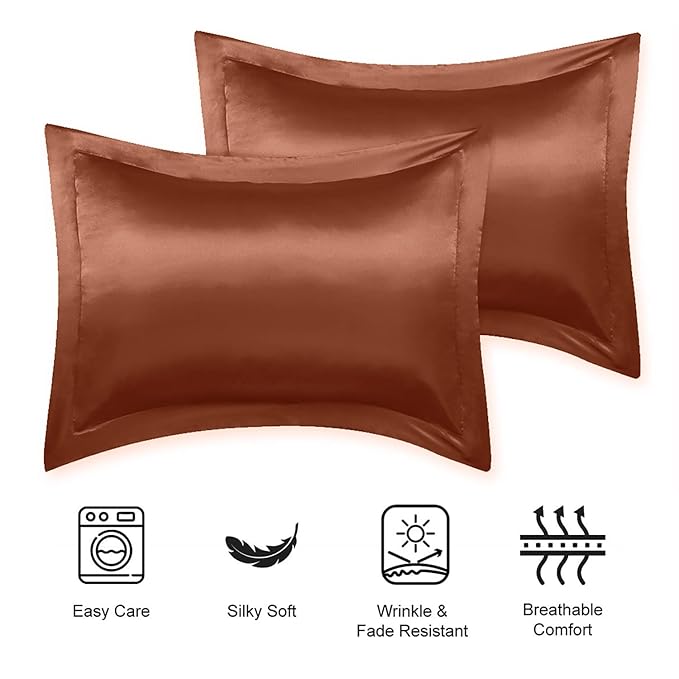 Stoa Paris Pillow Covers Set of 2 Pieces Satin Pillow Covers Colour Melted Caramel