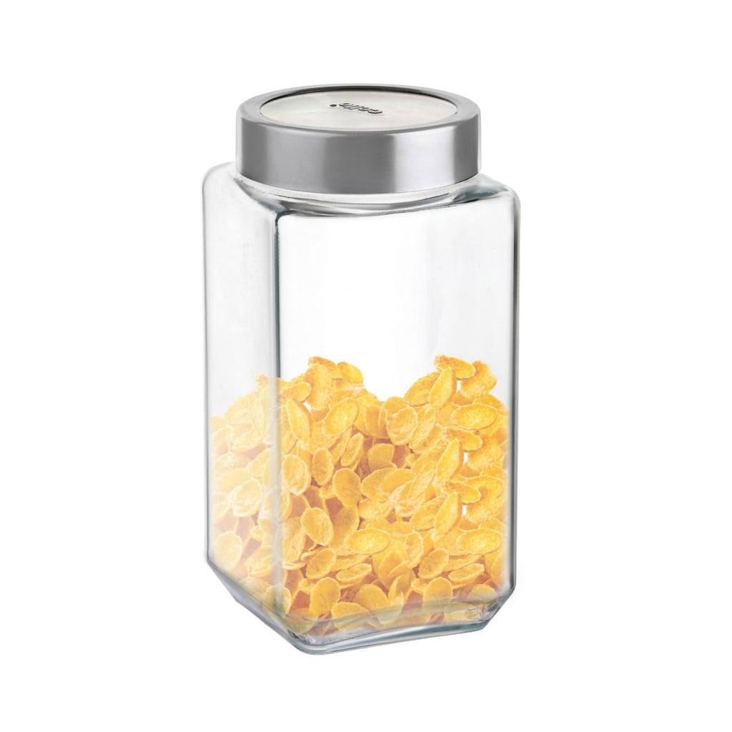 Cello Qube Fresh Glass Storage Jar for Kitchen Transparent Set of 3 Pcs - 800 ml