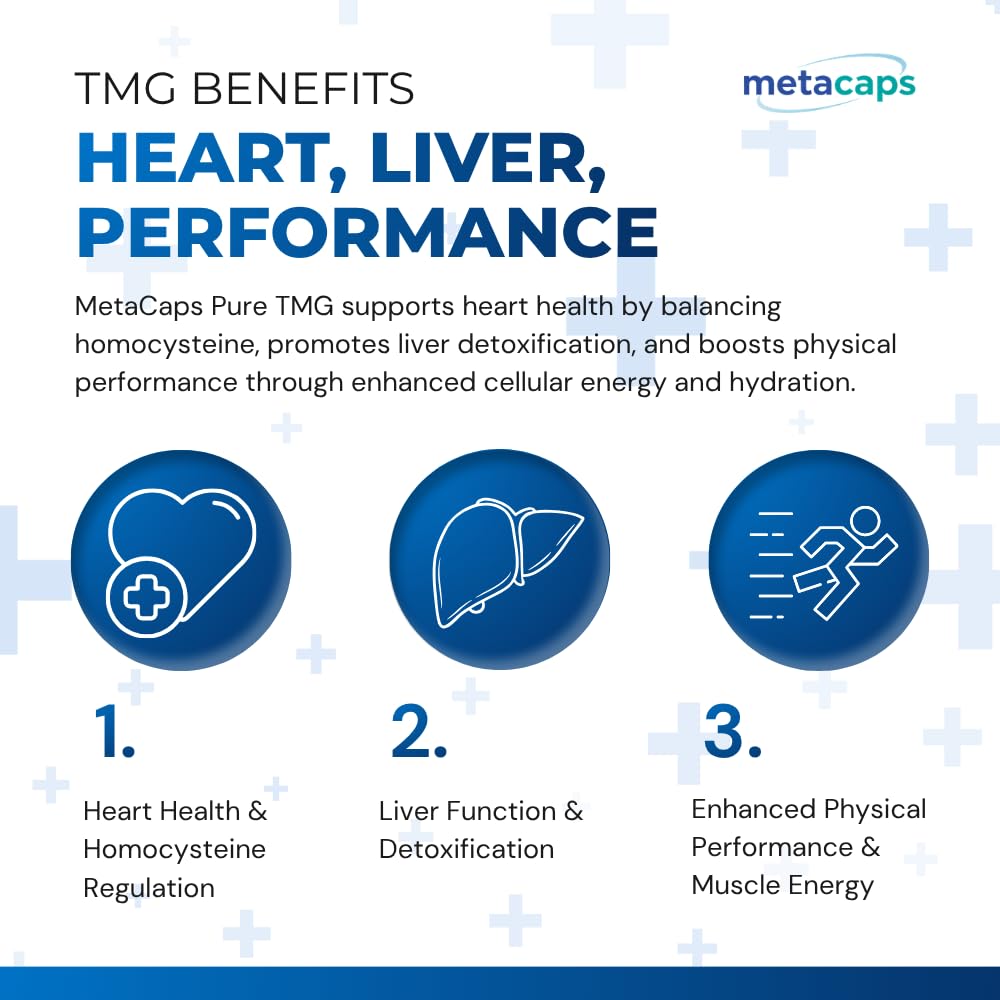 MetaCaps Pure Trimethylglycine (TMG) 500mg – 90 Veg Capsules | Premium Betaine Anhydrous | Vital Methyl Donor for Homocysteine Balance & Heart Health | Supports Liver Function & Cellular Energy | Non-GMO & Vegan