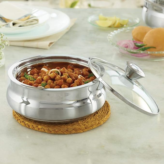 Borosil Stainless Steel Solid Handi | 1.2 Litres | 1 Piece | Silver