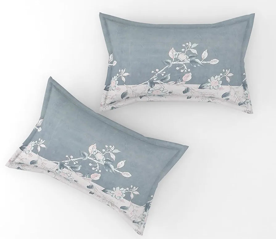 Fresh From Loom King Size Floral Print Microfiber Bedsheet Set 240 TC Anti Fade Includes 2 Pillow Cover Astar-Denim