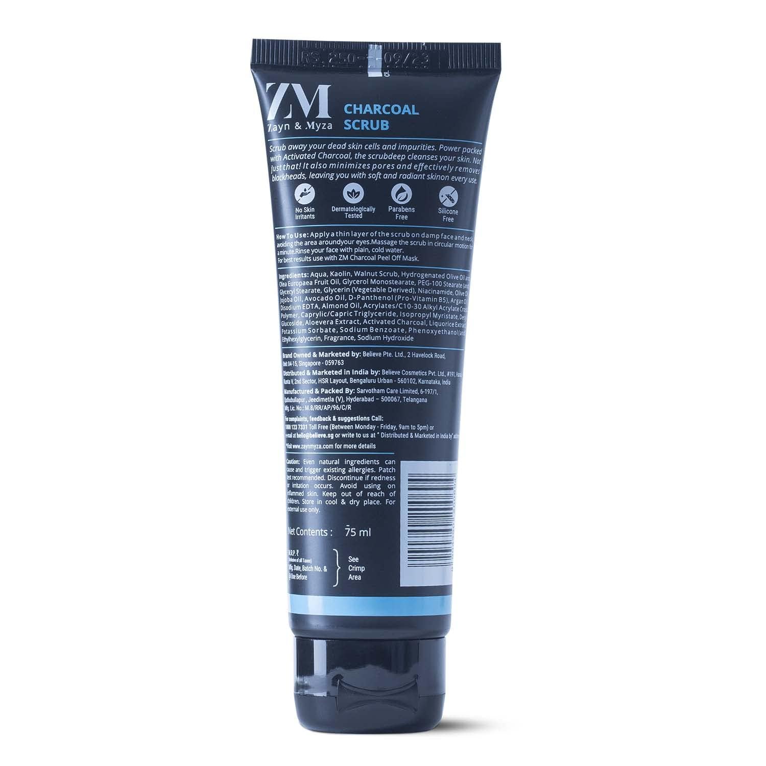 ZM Zayn & Myza Charcoal Face Scrub - 75 ml