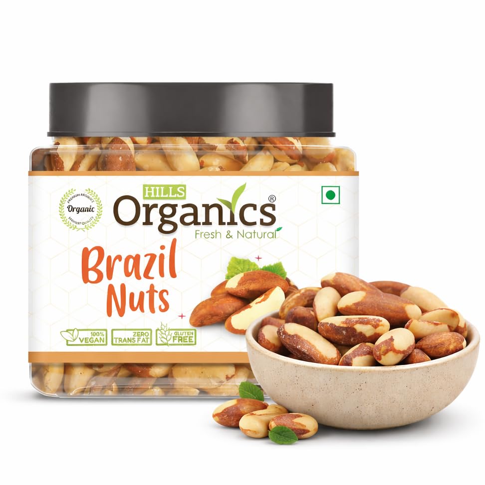 “Hills Organics Premium Raw Brazil Nuts 100g | Rich in Selenium | Superfood | Whole Peru Nuts | Keto Friendly | Jar Pack”