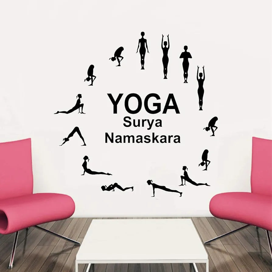 Decal O Decal Surya Namaskara -Yoga Vinyl Wall Stickers-Self-Adhesive