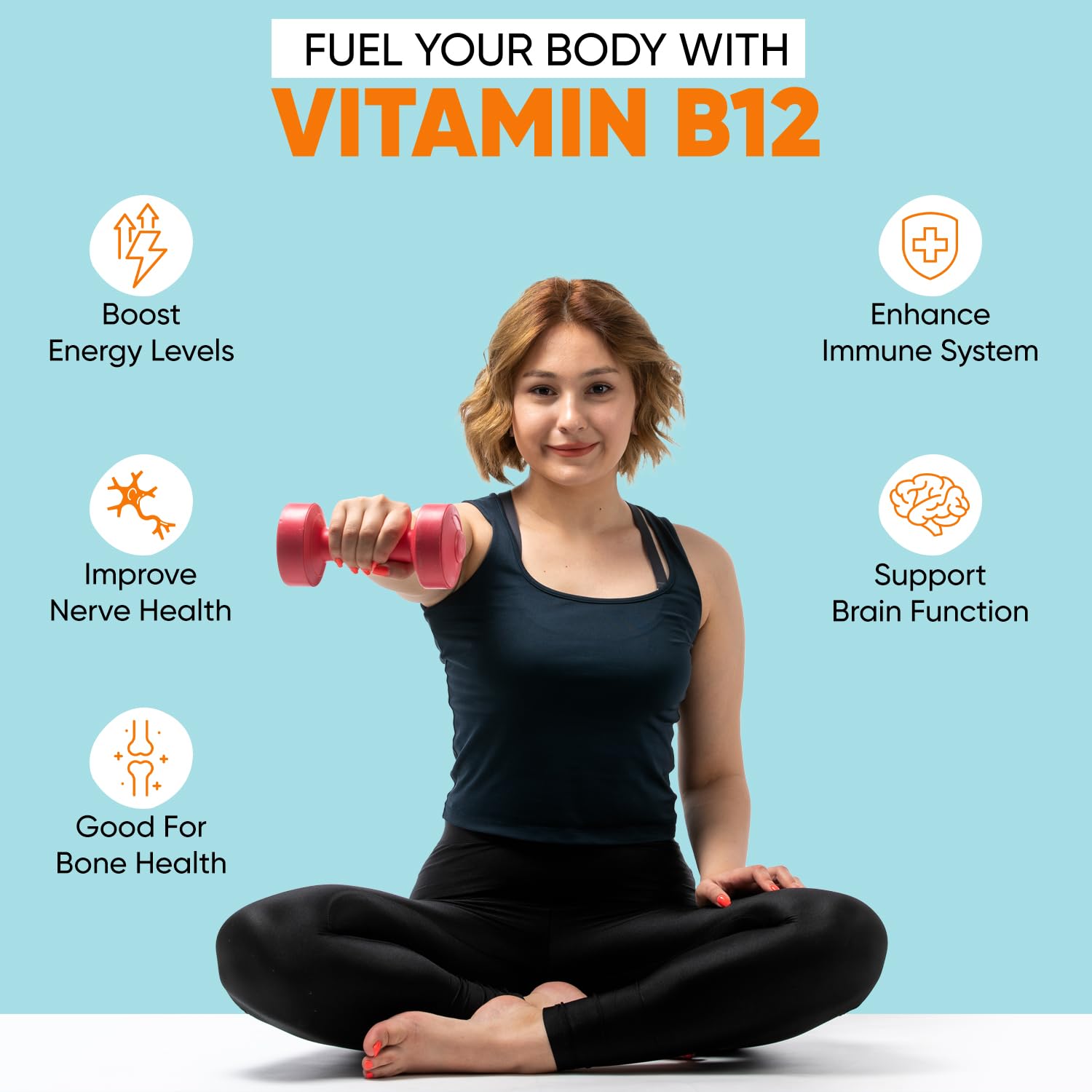 Herbalmax Plant-Based Vitamin B-12 2.2mcg â€“ 60 Veg Capsules | Boost Energy & Metabolism, Supports Healthy Nervous System, Brain Function, Mental Clarity & Focus for Men & Women