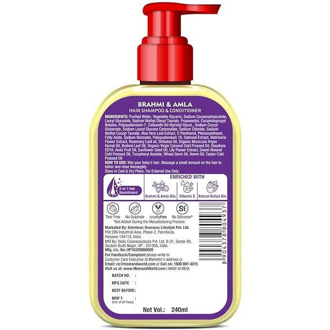 Mom & World Kidsy Brahmi & Amla Hair Shampoo & Conditioner for Kids - 240 ml