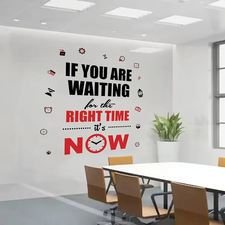 StickMe The Right Time is Now Motivational Quote Wall Sticker Vinyl Decal Multicolour Self Adhesive (Large - 160 x 150 cm)