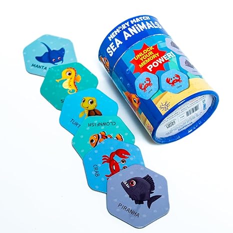The Book Tree Memory Match Game Sea Animals 24 Durable Cards 12 Ocean Themed Pairs Brain Boosting