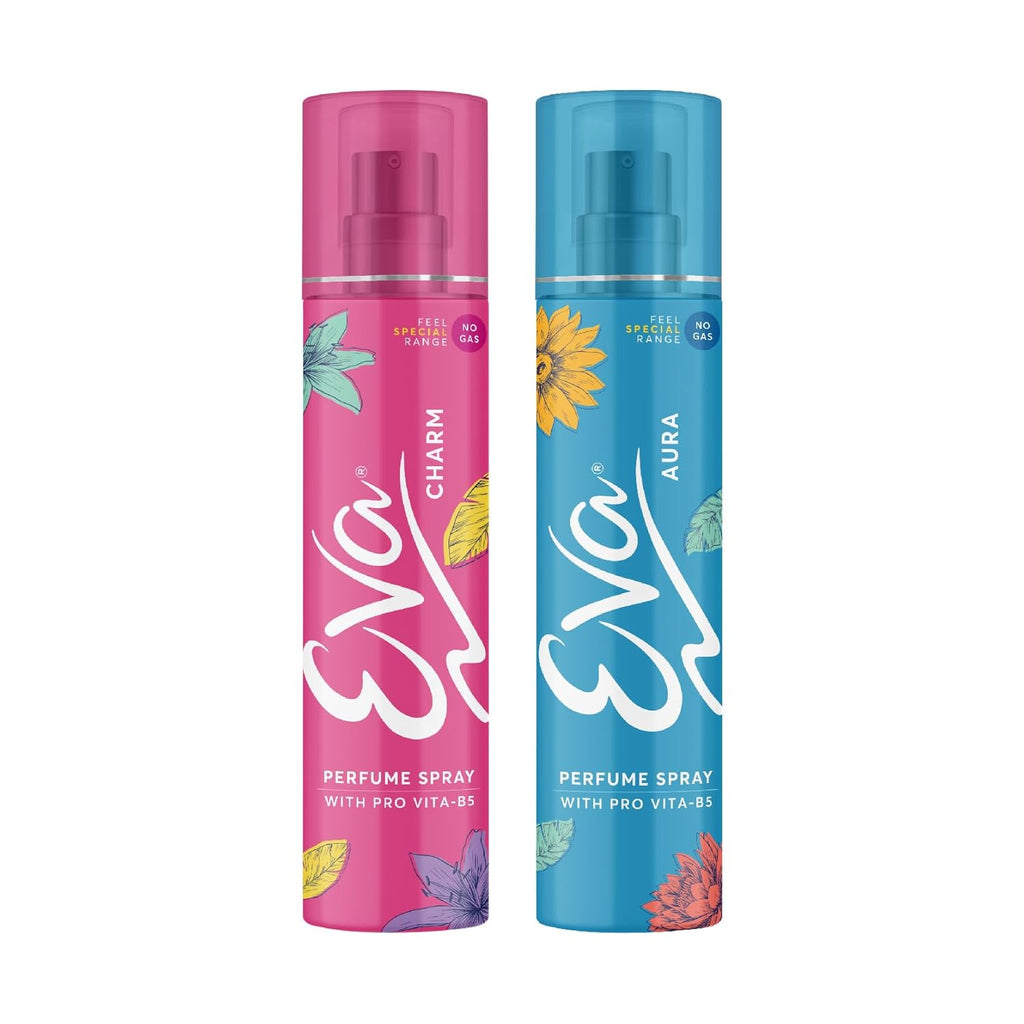Eva Aura & Charm No Gas Perfume Spray | Long Lasting Perfume Body spray | Floral Grace With Shades Of Mandrine Orange, Cashmirwood & Fresh Citrus Fragrance | Deodorants Women | 120 Ml | Pack Of 2