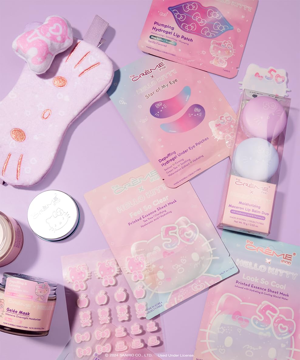 The CrÃ¨me Shop x Hello Kitty Feel So Clear Printed Essence Sheet Mask, Clarifying and Hydrating Face Mask with Tea Tree and Hyaluronic Acid - 50th Year Anniversary Limited Edition (Pack of 1)