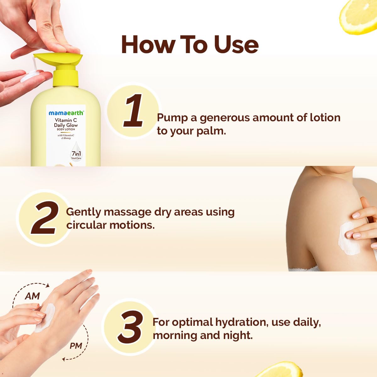 Mamaearth Vitamin C Daily Glow Body Lotion For Skin Brightening with Vitamin C & Honey 400ml|Nourishes Dry Skin|48 H Moisturization| 100% Natural Butter | Non-Greasy Smooth Skin | For All Skin Types