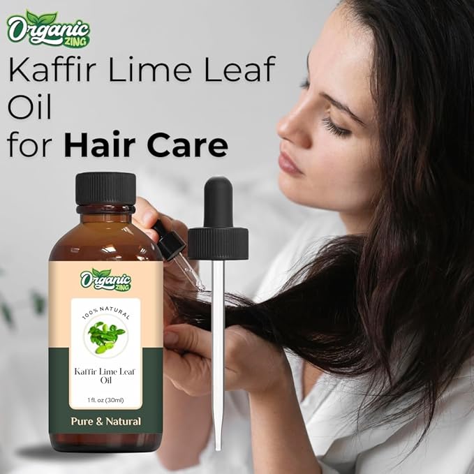 Organic Zing Kaffir Lime Leaf (Citrus Hystrix) Oil | Essential Oil for Skincare, Hair Care, Aroma and Diffusers - 30 Ml