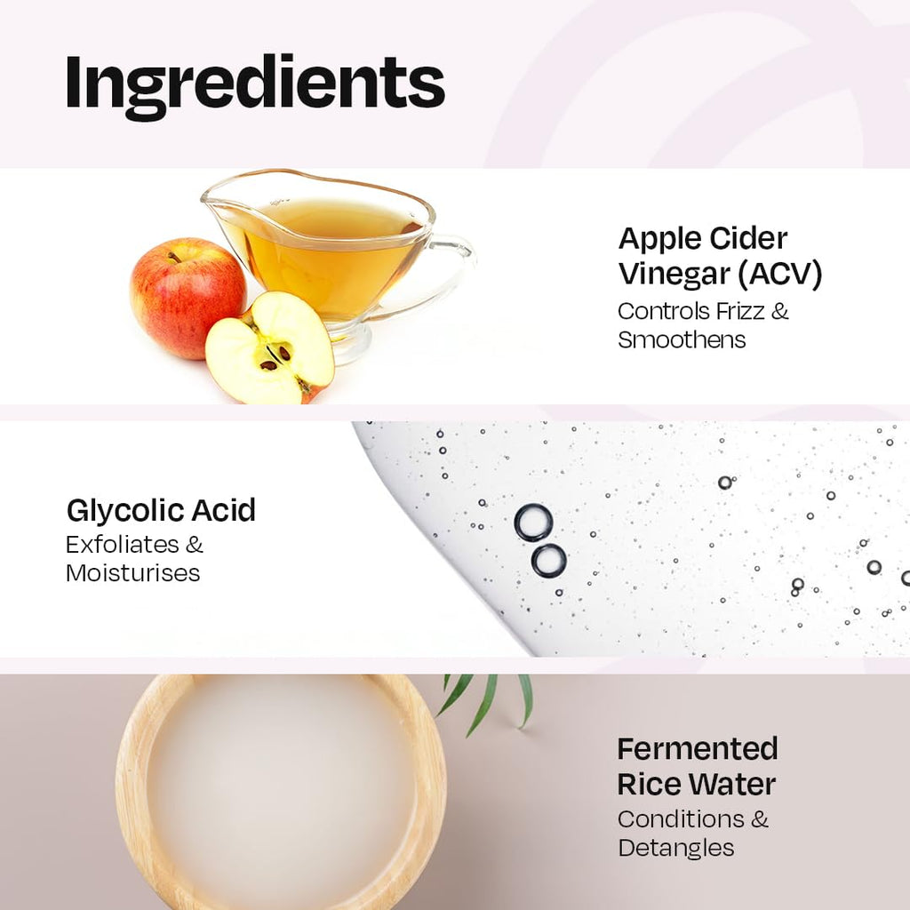 MANETAIN Apple Cider Vinegar Hair Rinse 200ml – Clarifies Scalp, Removes Buildup & Dandruff – With Glycolic Acid & Fermented Rice Water – Sulfate-Free, Boosts Hair Growth & Shine