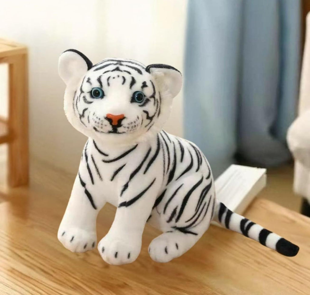 Tickles Siberian White Tiger Soft Stuffed Plush Animal Toy for Kids Color White 25 cm