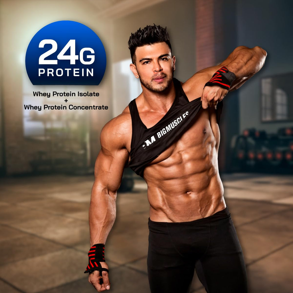 Bigmuscles Nutrition Prime Protein [1kg] | Whey Protein Isolate & Concentrate | With Digestive Enzymes, Probiotic Enzymes | 24g Protein, 10g EAA [Rich Chocolate]
