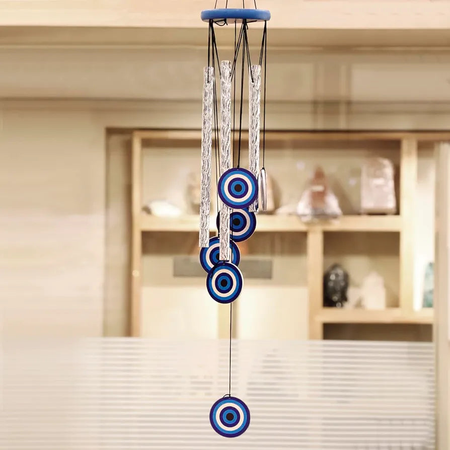 9Dzine Wind Chimes with Evil Eye Protection - 27 Inches