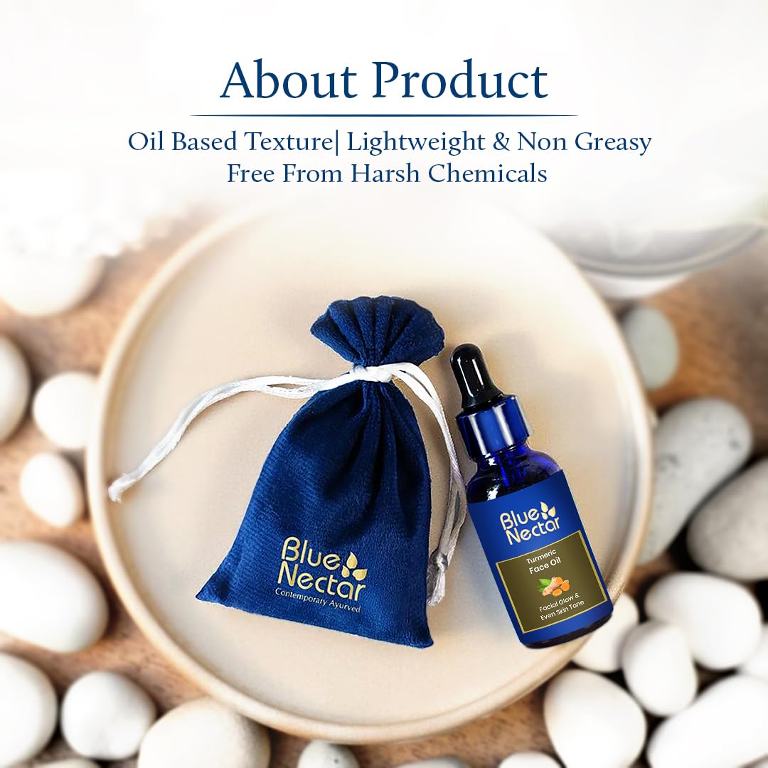 Blue Nectar Turmeric Face Oil | Tan Removal & Radiance Face Serum | Nalpamaradi Thailam with Red Sandalwood & Amalaki for Glowing Skin for Women & Men (16 Herbs, 30ml)