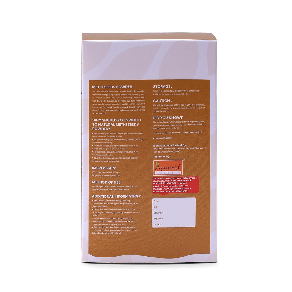 Ayurleaf Methi Powder Fenugreek Powder - 200 Gms
