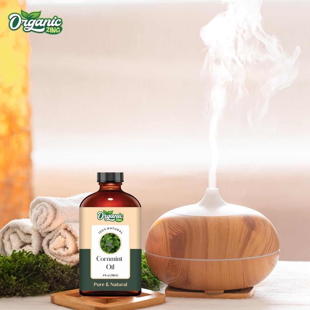 Organic Zing Cornmint (Mentha Arvensis) Oil | Essential Oil for Massage, Aroma & Diffusers - 118 Ml