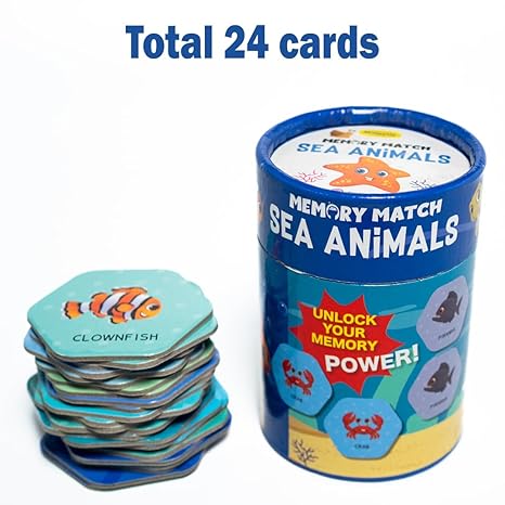 The Book Tree Memory Match Game Sea Animals 24 Durable Cards 12 Ocean Themed Pairs Brain Boosting