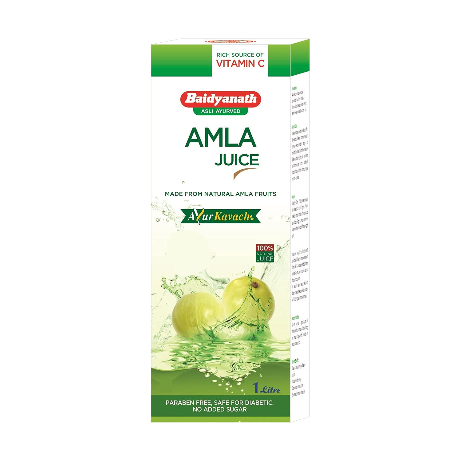 Baidyanath Jhansi Asli Ayurved Amla juice 1L Rich In Vitamin C | Immunity Booster | Safe for Diabetic No Added sugar | Paraben free | Cold-Pressed, Pure & Natural