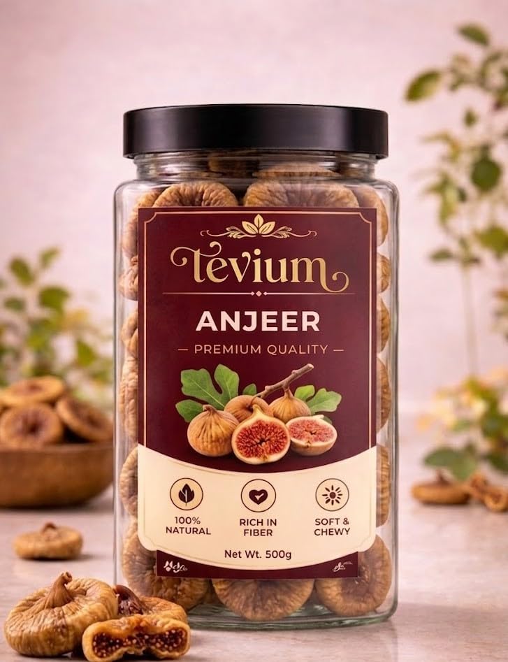 Tevium Afghani Anjeer Premium Dried Figs | Natural Dry Fruits Rich in Fiber, Calcium & Iron | Soft & Sweet Dry Figs for Eating, Milk, Sweets, Desserts & Healthy Snacking | High Energy Dry Fruit