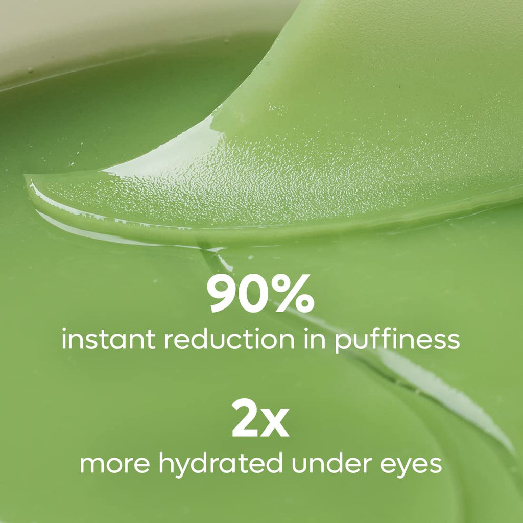 mCaffeine Green Tea Hydrogel Under Eye Patches for Dark Circle, Fine Lines & Wrinkles Reduction | Cooling Under Eye Patch Mask for Instant De-Puffing | 30 Pairs