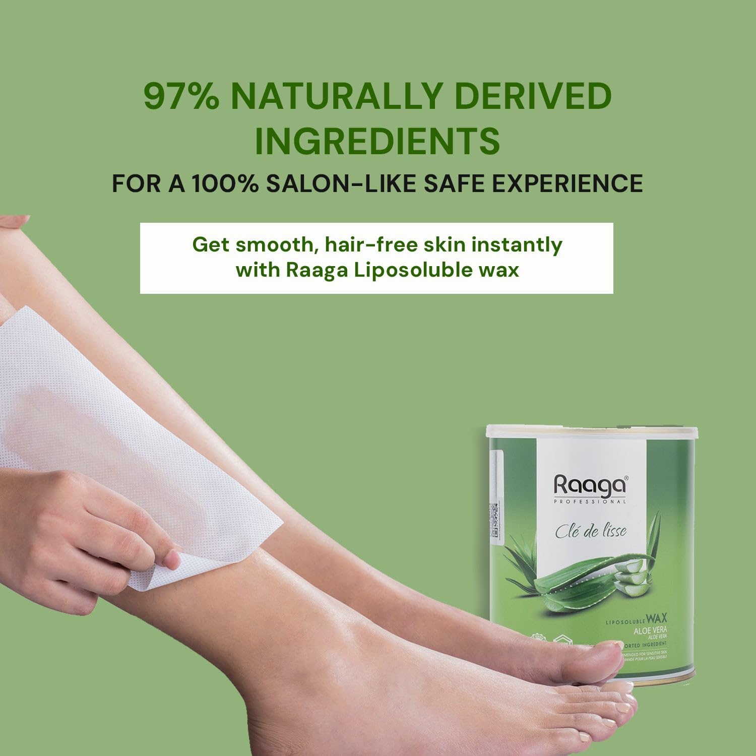Raaga Professional Liposoluble Body Wax | Aloe Vera (Contains Imported Ingredient) | Dermatologically Tested, Colophony Free | For Sensitive Skin (800 ml)