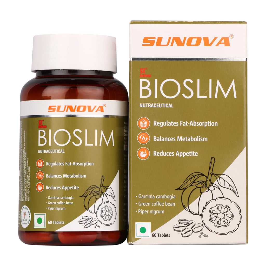 SUNOVA Bioslim Fat Burner Capsules â€“ Organic Weight Management Formula Made of Garcinia Cambogia and Green Coffee Bean Extracts 60 Tablets (Pack of 1)