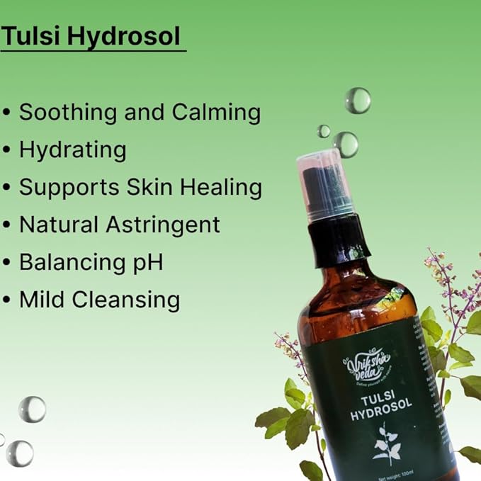 Vriksha Veda Steam Distilled Tulsi Hydrosol - 100 ml
