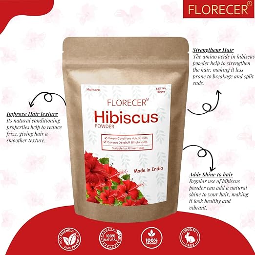 Florecer Hibiscus Powder For Hair Face Organic Powder For Hair - 100 gms