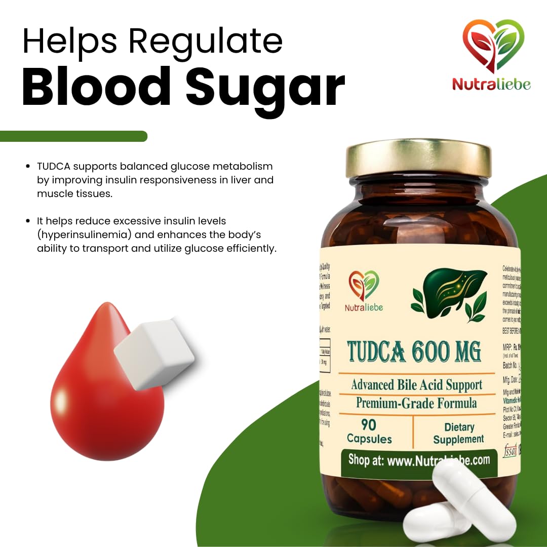 Nutraliebe TUDCA 600 mg – Tauroursodeoxycholic Acid | Advanced Liver & Gallbladder Support | Cellular Detox, Bile Flow & Antioxidant Protection | 90 Vegetarian Capsules | Non-GMO, Gluten-Free, GMP-Certified