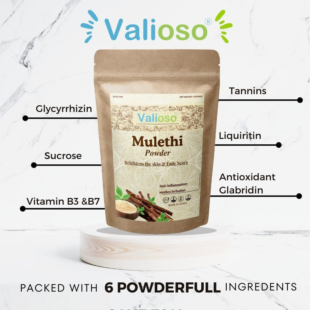Valioso Mulethi Powder For Body Skin Face And Hair - 100 gms (Pack of 2)