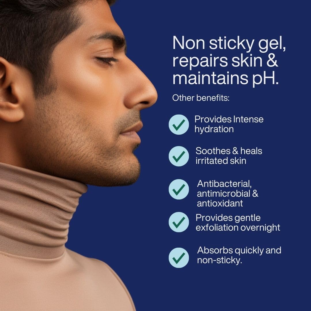 Advanced Night Repair Gel for MEN | LIGHTWEIGHT FORMULA | Repairs Skin Overnight | Hydrating and Brightening | Prevents and Reduce Acne Scars | For All Skin Type | 50gms