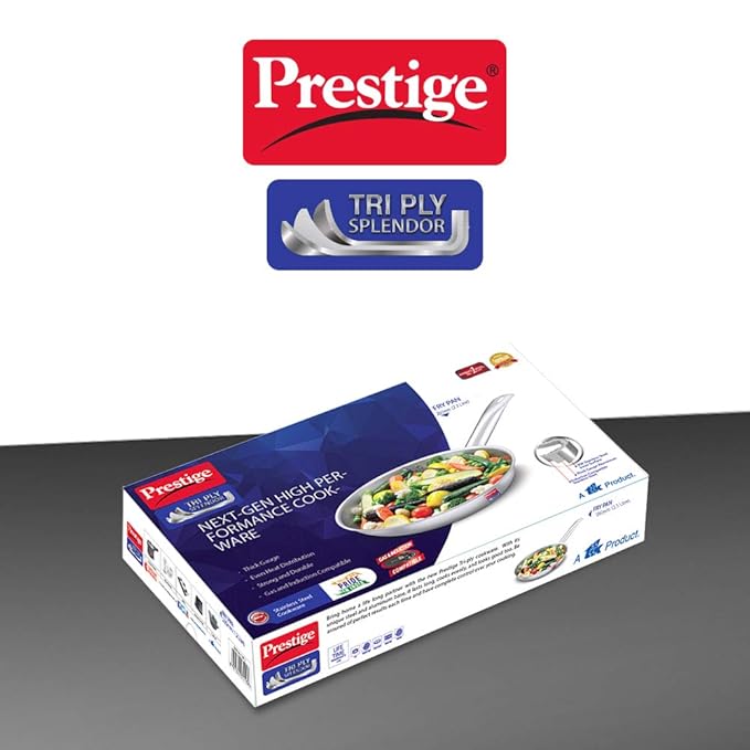 Prestige Tri-Ply Splendor 26 cm Stainless Steel Fry Pan Without Lid|Induction Compatible