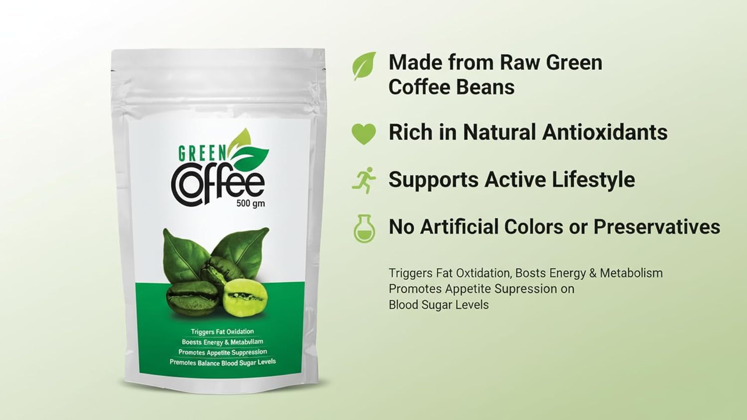 Vokin Biotech Organic Green Coffee Beans Unroasted Arabica Coffee Supports Weight Loss Management (500 Gram)-pack of1