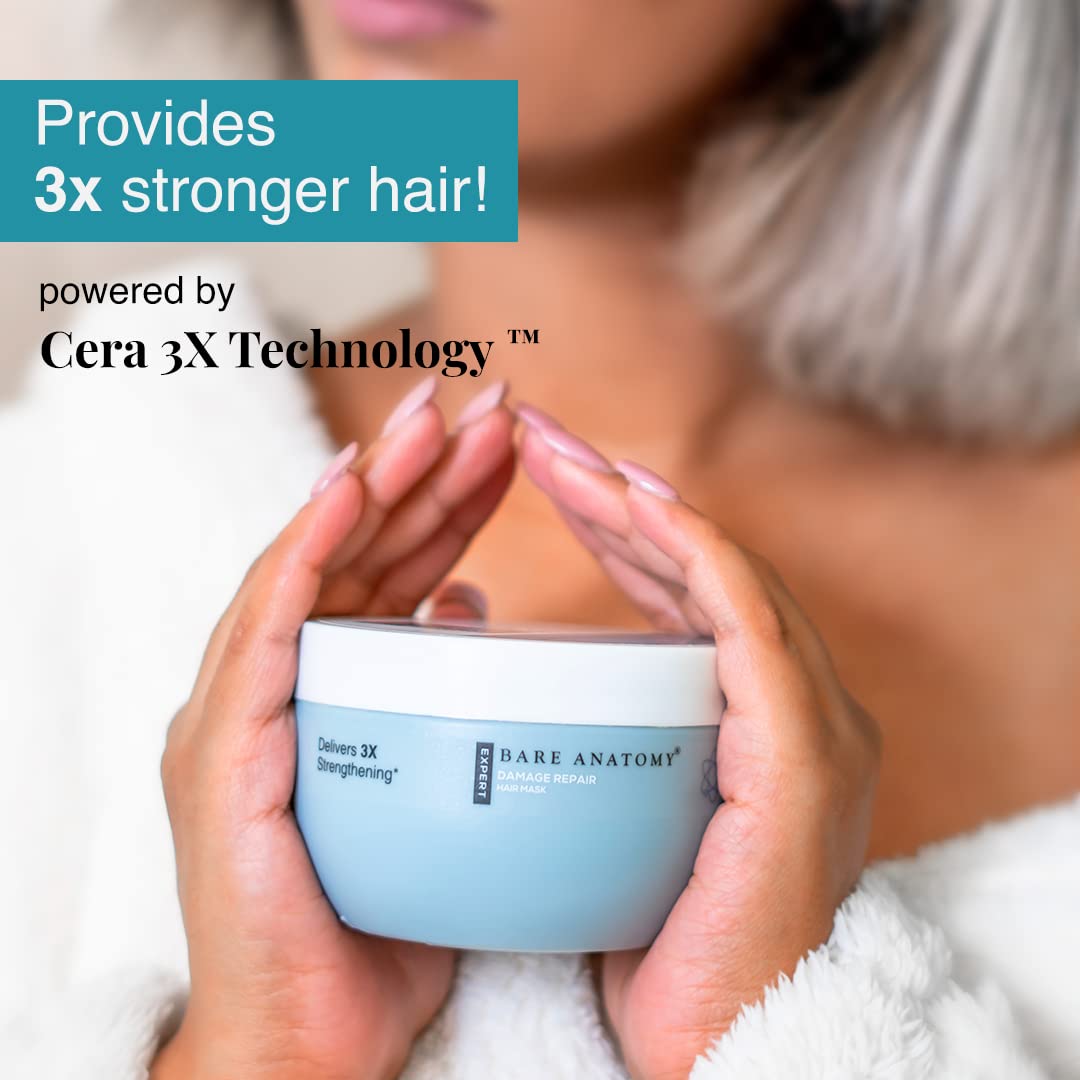 Bare Anatomy Damage Repair Hair Mask | 3x Strengthening Powered By Ceramide A2 & Coconut Milk Protein | Smoothening Hair | Hair Mask For Dry & Frizzy Hair | Sulphate & Paraben Free | Women & Men,250g
