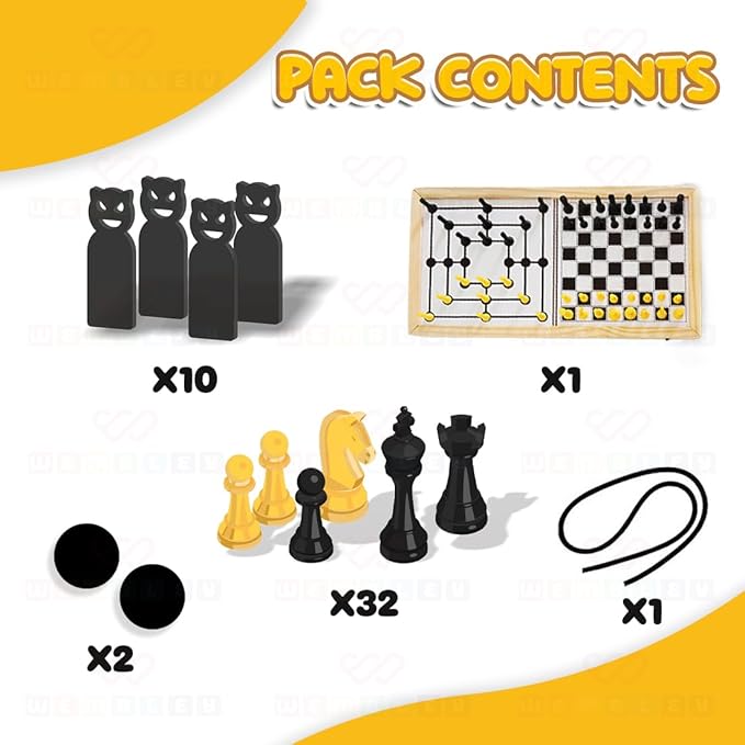 Wembley Wooden Chess Board Set 3-in-1 Board Games