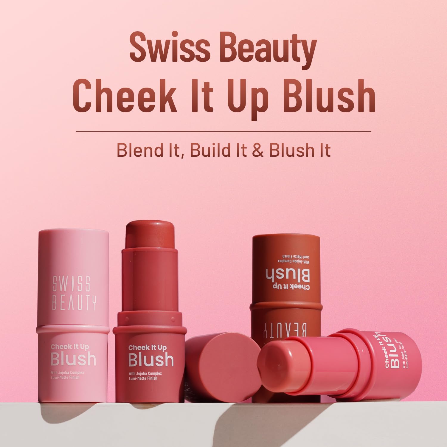 Swiss Beauty Cheek It Up Blush for Cheeks|Lumi-Matte Finish | Lightweight | Easily Blendable | With Jojoba Oil | Shade- High on Pink, 8g