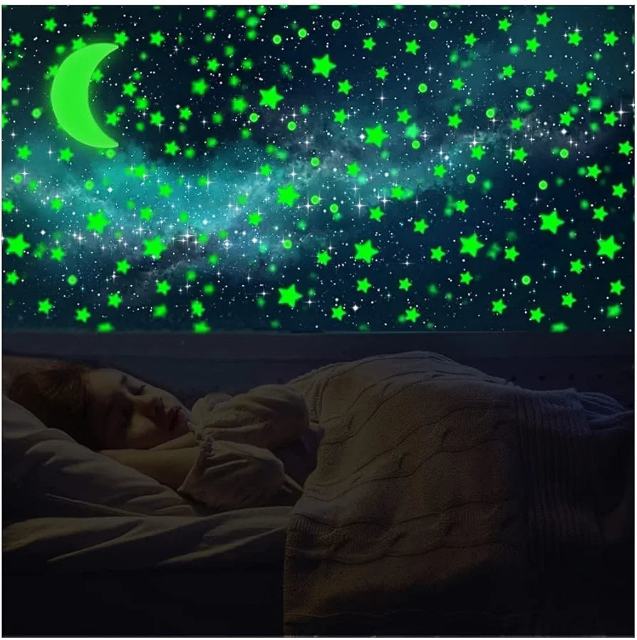 God & God's Small Galaxy of Stars Big Size Moon and 20stars Radium Night Glow Wall Stickers Design 16