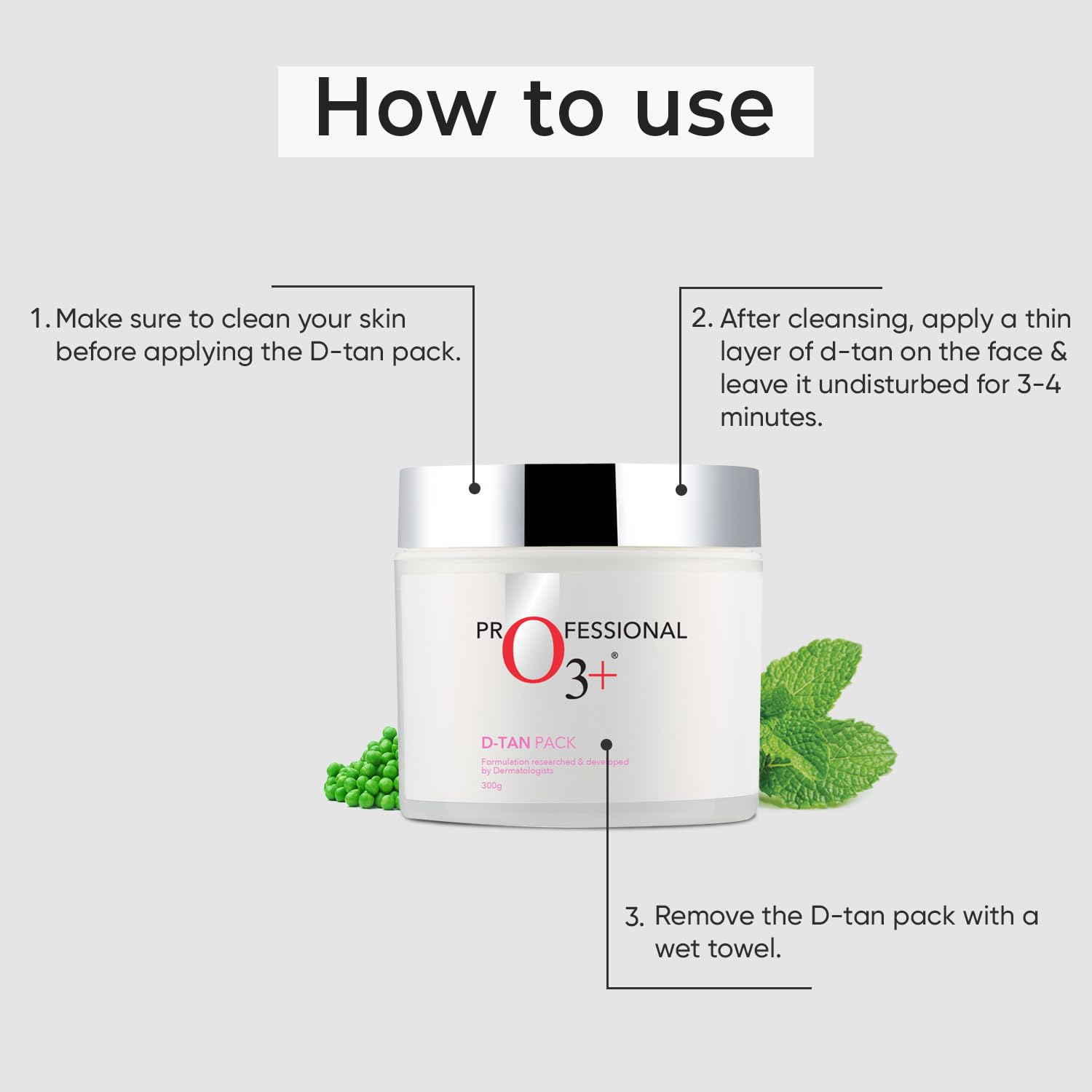 O3+ D-TAN Pack for Instant Tan Removal & Sun Damage Protection Infused with Mint and Eucalyptus Oil Ideal for All Skin Types