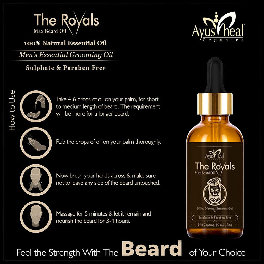 The Royals Max Beard Oil Men's Essential Grooming Oil Beard and Moustache Oil 30 Ml