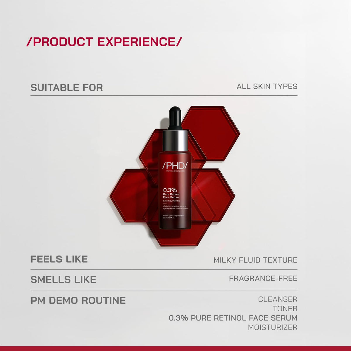 /PHD/ 0.3% Retinol Face Serum with Bakuchiol & Peptides | Retinol Serum for Face Anti Aging & Wrinkles | Night Serum for Men & Women | Reduces Fine Lines | For Younger-looking Skin | For Oily, Dry & Combination Skin | 30ml