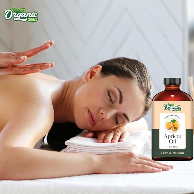 Organic Zing Apricot Oil Pure & Natural for Skin, Face, Hair Care, Aromatherapy, Diffuser, Conditioner - 118 Ml
