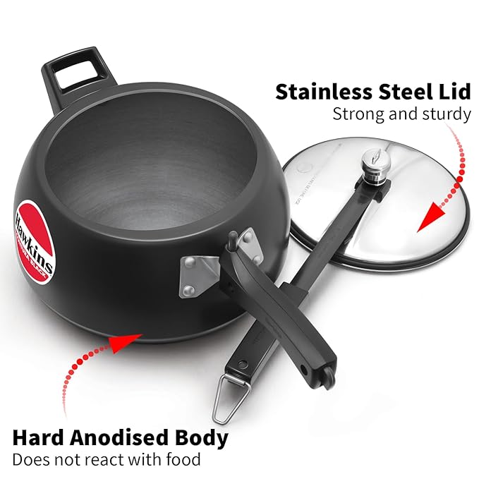 Hawkins Contura Black Pressure Cooker 5 Litre Black CB50