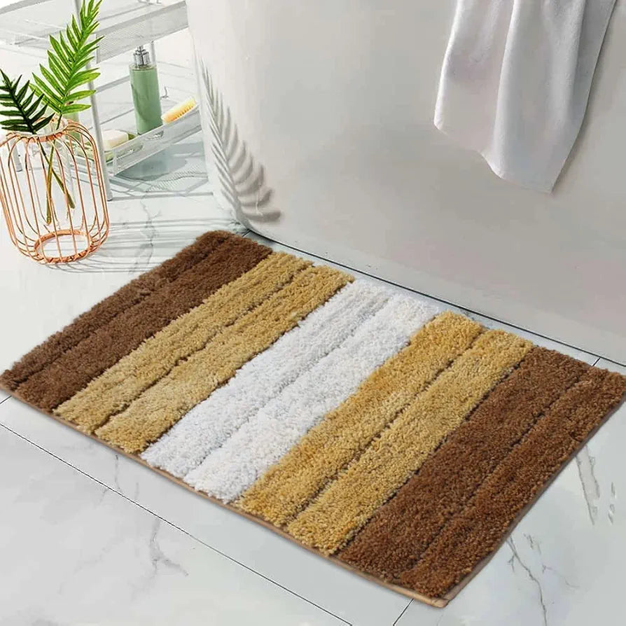 Luxe Home International Microfiber Rectangular Bath mat Soft Anti Slip Skid Luxury Mats 40X60 Cm  Colour Tobacco
