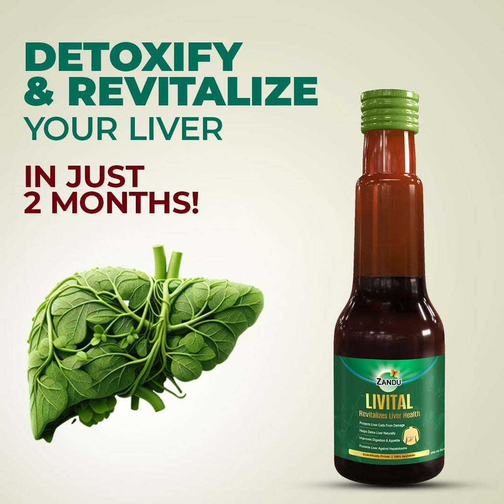 Zandu Livital Syrup â€“ 200 ml | Scientifically proven Ayurvedic Liver Care & Detox Support |Revitalises Liver Health Naturally & Boosts Appetite & Digestion | Blend of 12 Potent Herbs