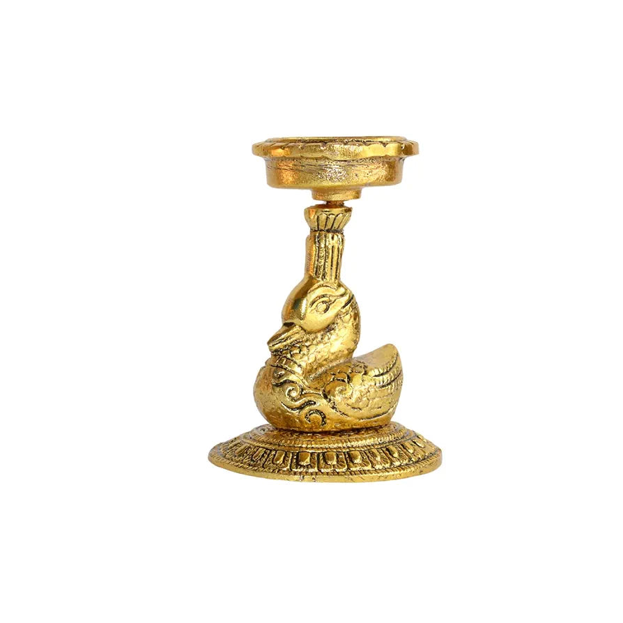 CraftVatika Elegant Metal Duck Candle Holder - Perfect Home Decoration Diwali, Intricate Design Tealight Candle Holders for Home Pooja Room Diwali Christmas Decor, Handpolished Tlight Candle Holder Type 4 - Single Side